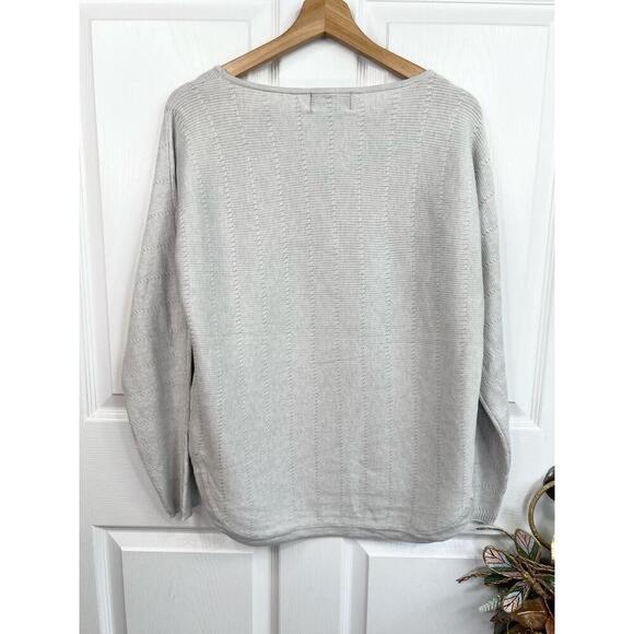 PREMISE Womens Size M Aluminum Heather Textured Knit Sweater Top Side Slit Cozy - Picture 2 of 12